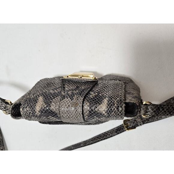 Michael Kors Charlton Crossbody Snakeskin Leather Buckle Adjustable Strap Small - Picture 7 of 13
